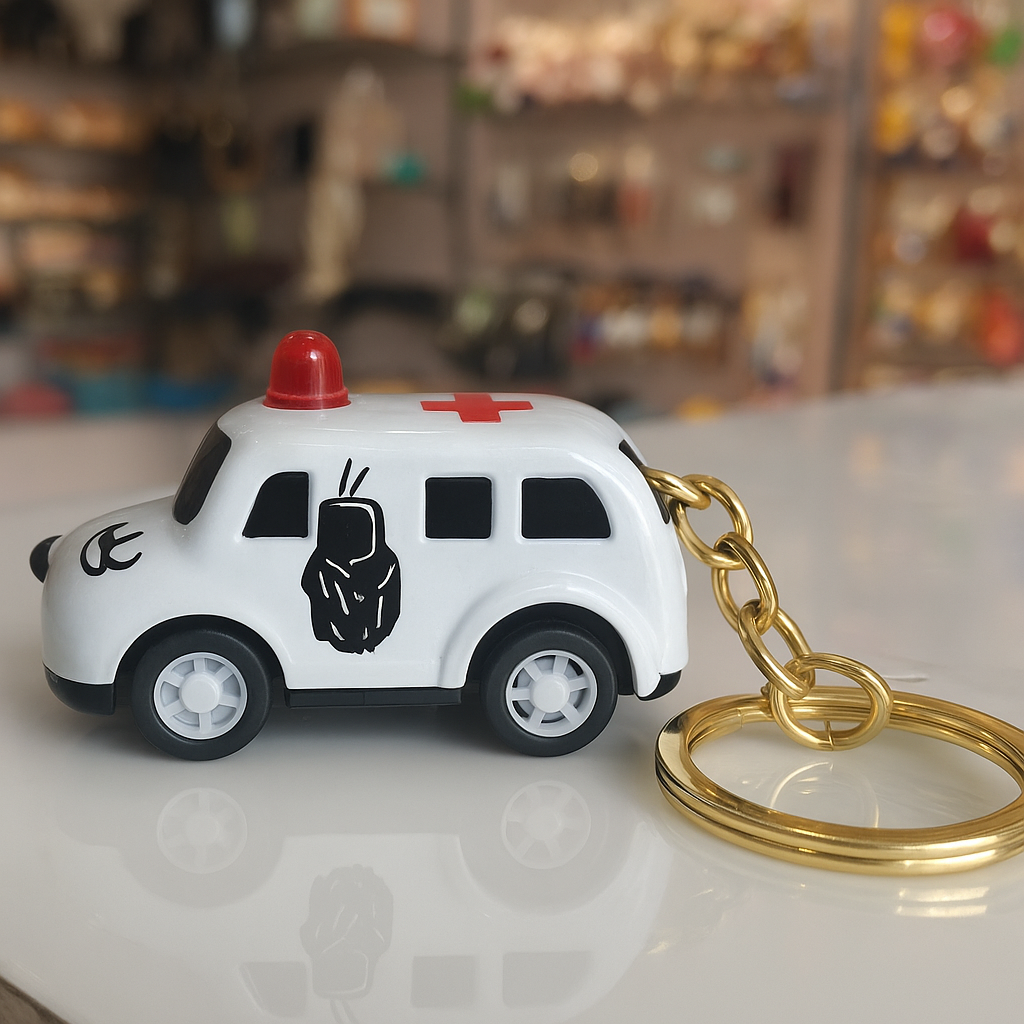 Mini White Van Car Keychain
