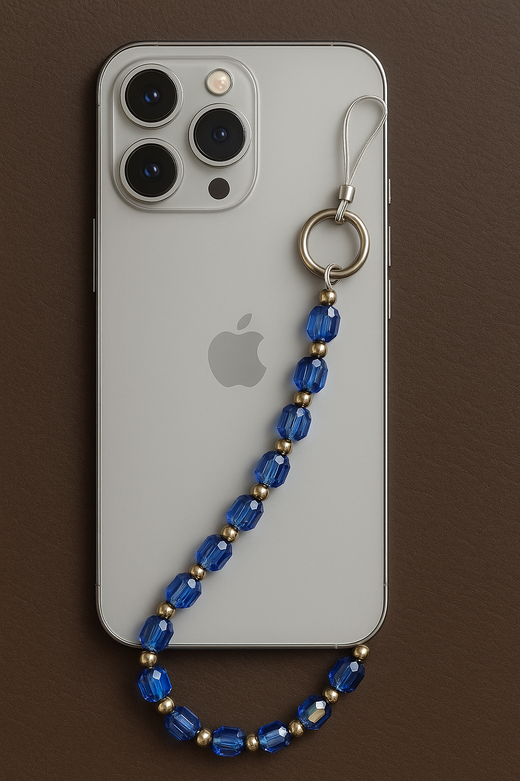 Blue Crystal Beaded Phone Charm