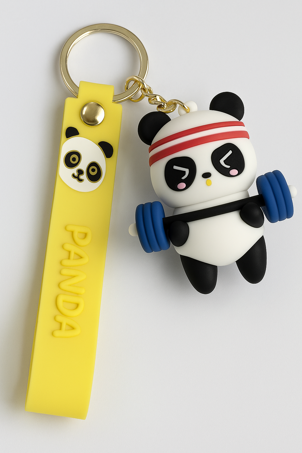 Cute Panda Weightlifter Keychain
