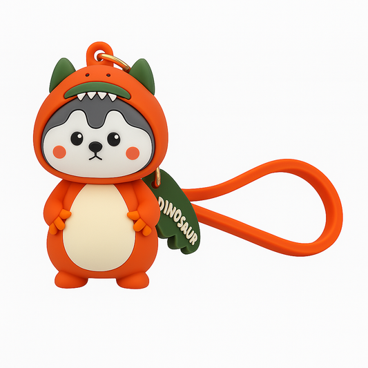 Cute Dino Costume Fox Keychain