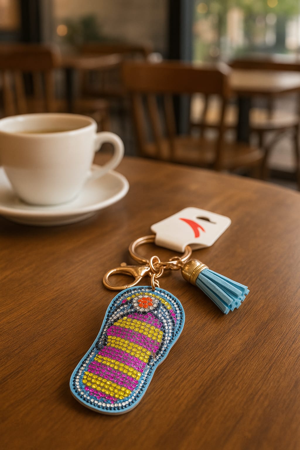 Colorful Rhinestone Flip-Flop Keychain