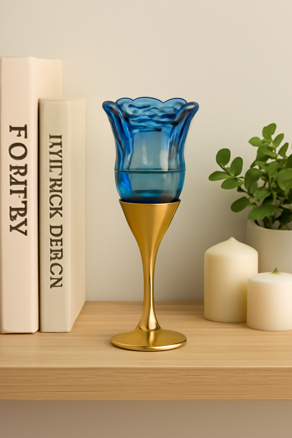 π Blue Rose Golden Stem Decorative