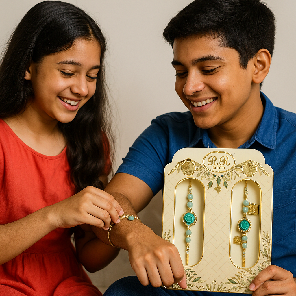 Floral Rakhi Jodi Set πβ¨ | Designer Beads & Charms