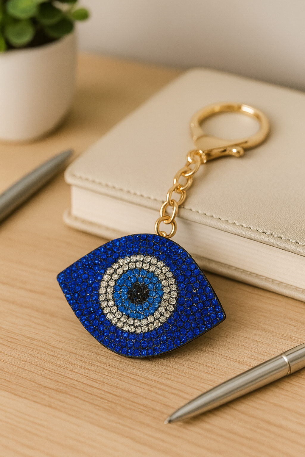 Blue Evil Eye Rhinestone Keychain