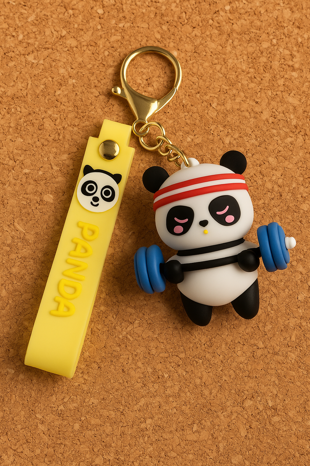 Cute Panda Weightlifter Keychain