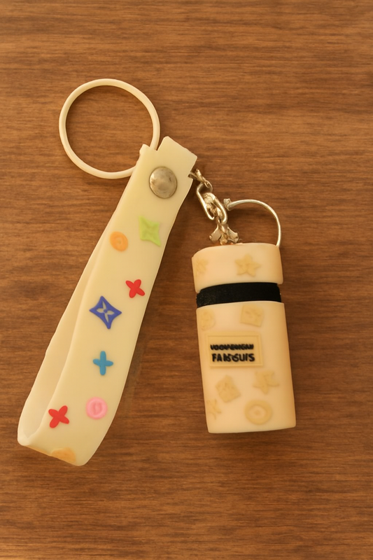 Trendy Beige Silicone Keychain