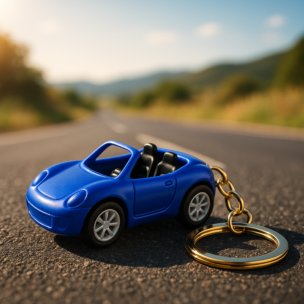 Blue Sports Car Keychain