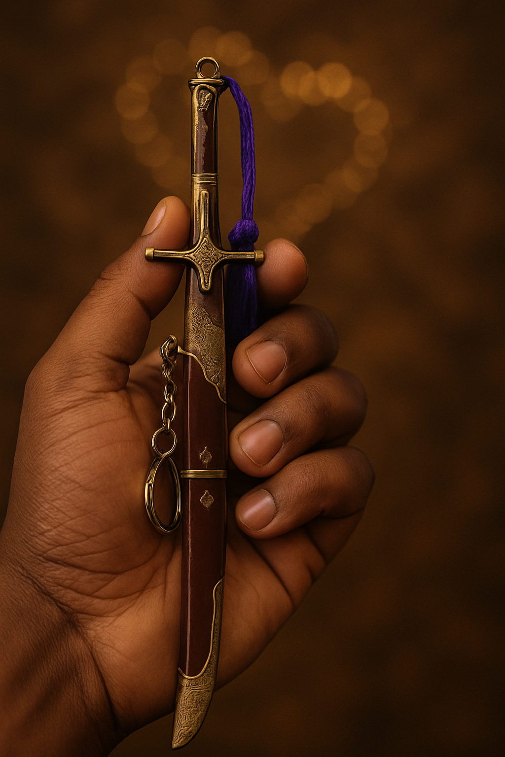 Premium Miniature Sword Keychain with Purple Tassel |