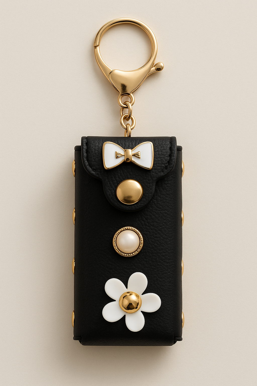 Black Bow & Pearl Mini Pouch Keychain