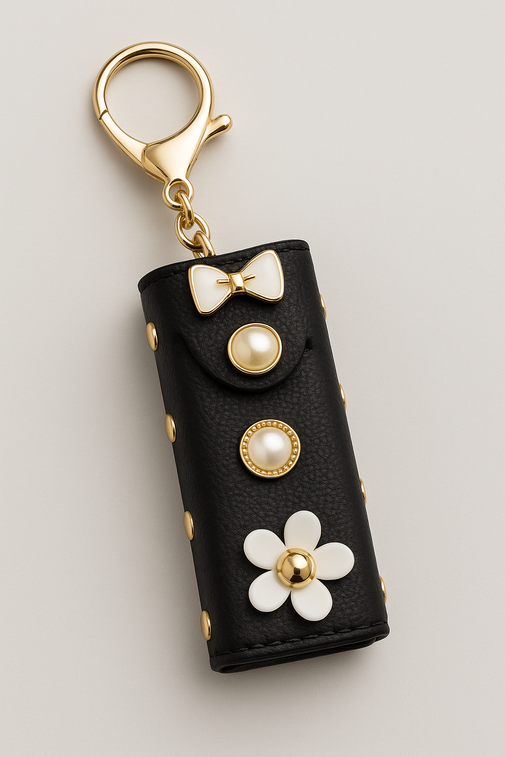 Black Bow & Pearl Mini Pouch Keychain