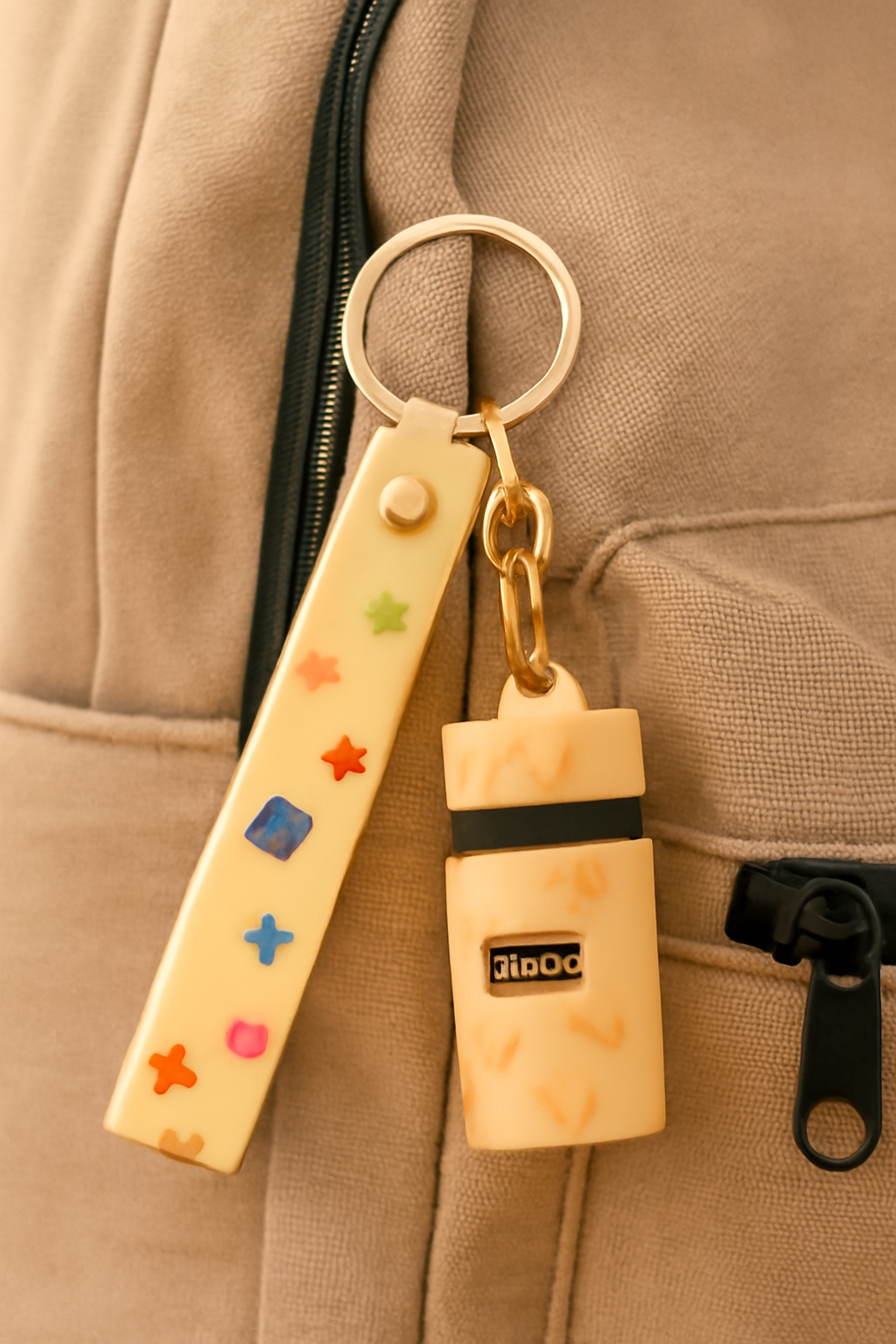 Trendy Beige Silicone Keychain