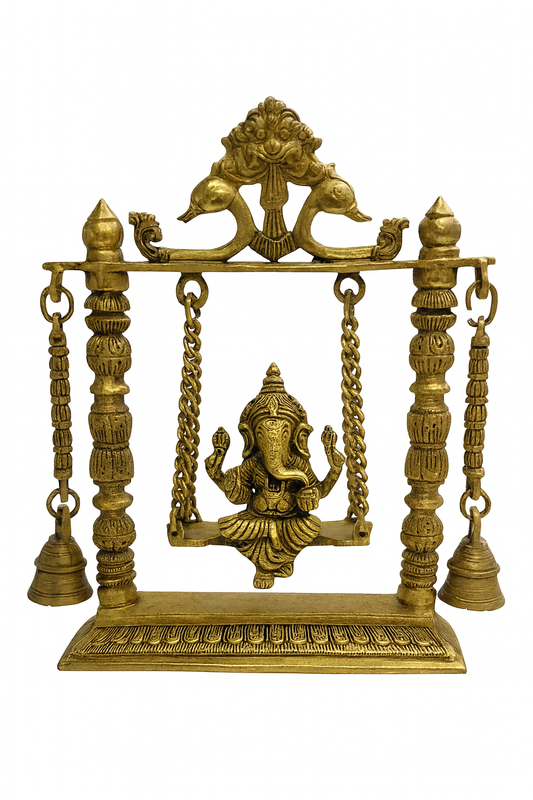 Brass Ganesh Ji on Jhoola (Swing) Idol