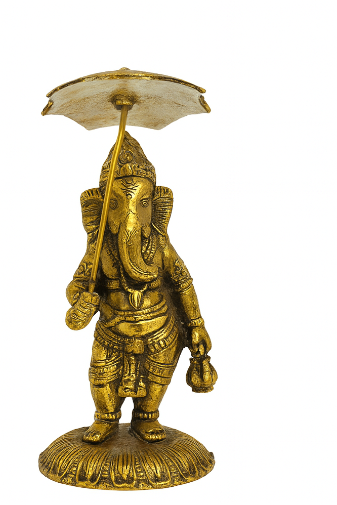 πͺπ Brass Ganesha Idol with Umbrella
