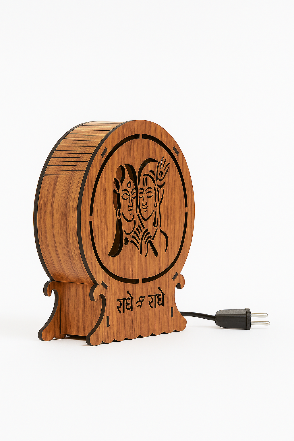 Radha Krishna Wooden LED Lamp-