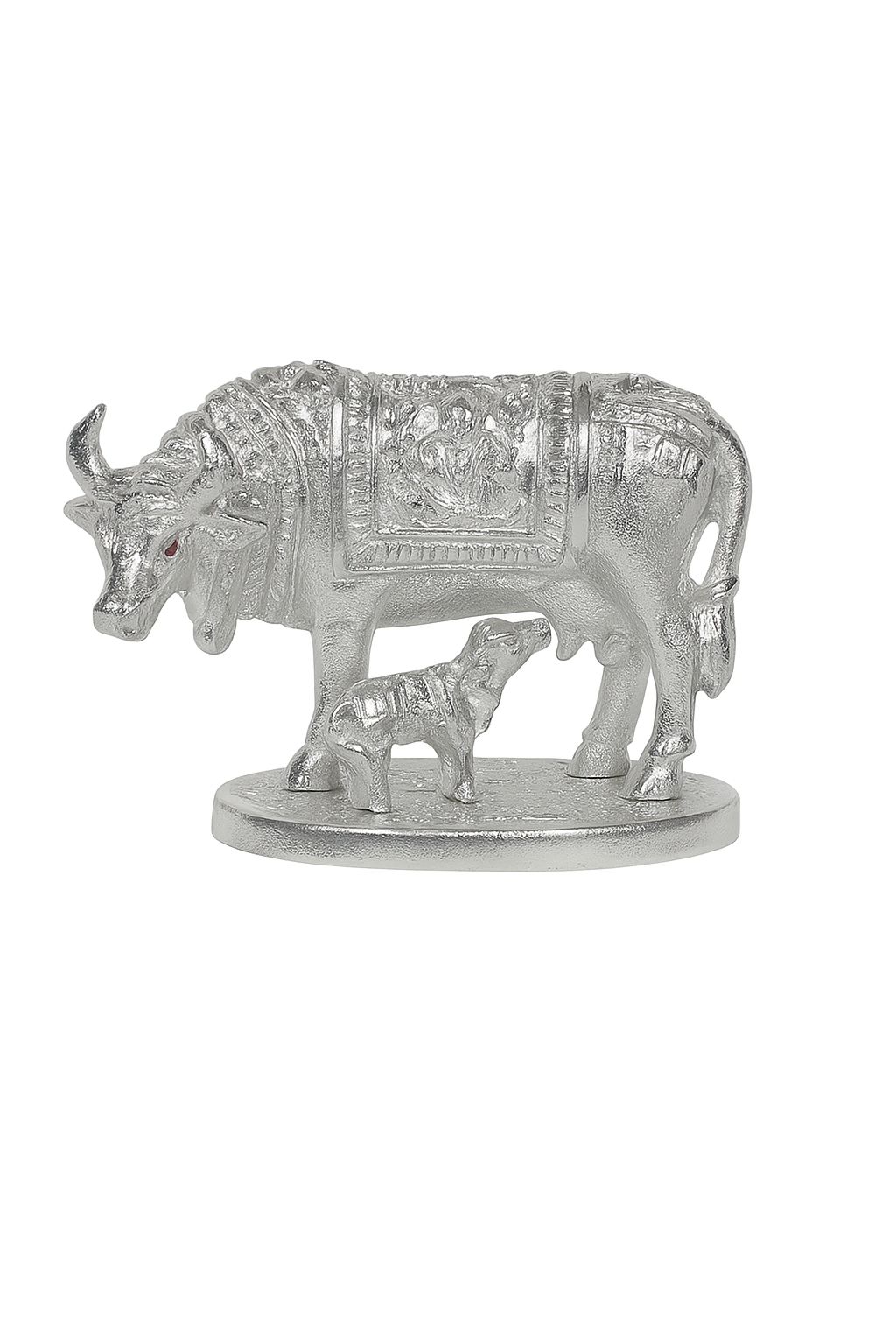 Silver Kamdhenu Cow & Calf Idol π