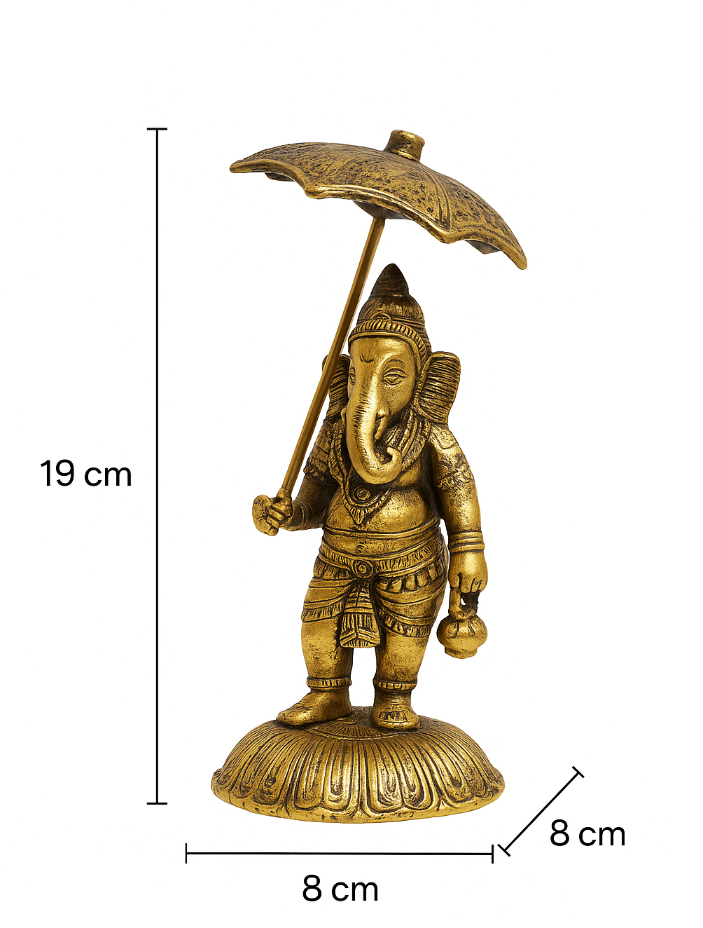 πͺπ Brass Ganesha Idol with Umbrella