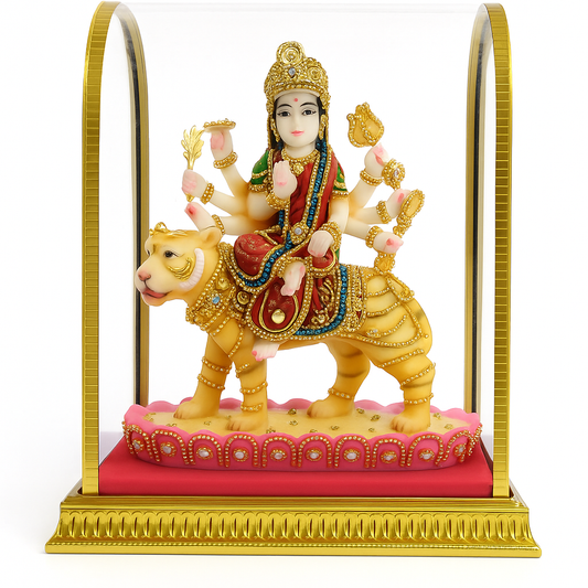 Durga Maa Statue with Golden Tige