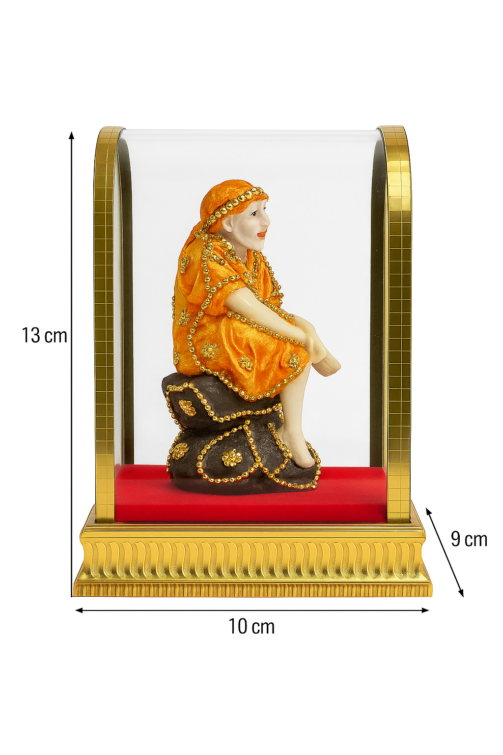 Sai Baba Murti in Decorative Glass Case