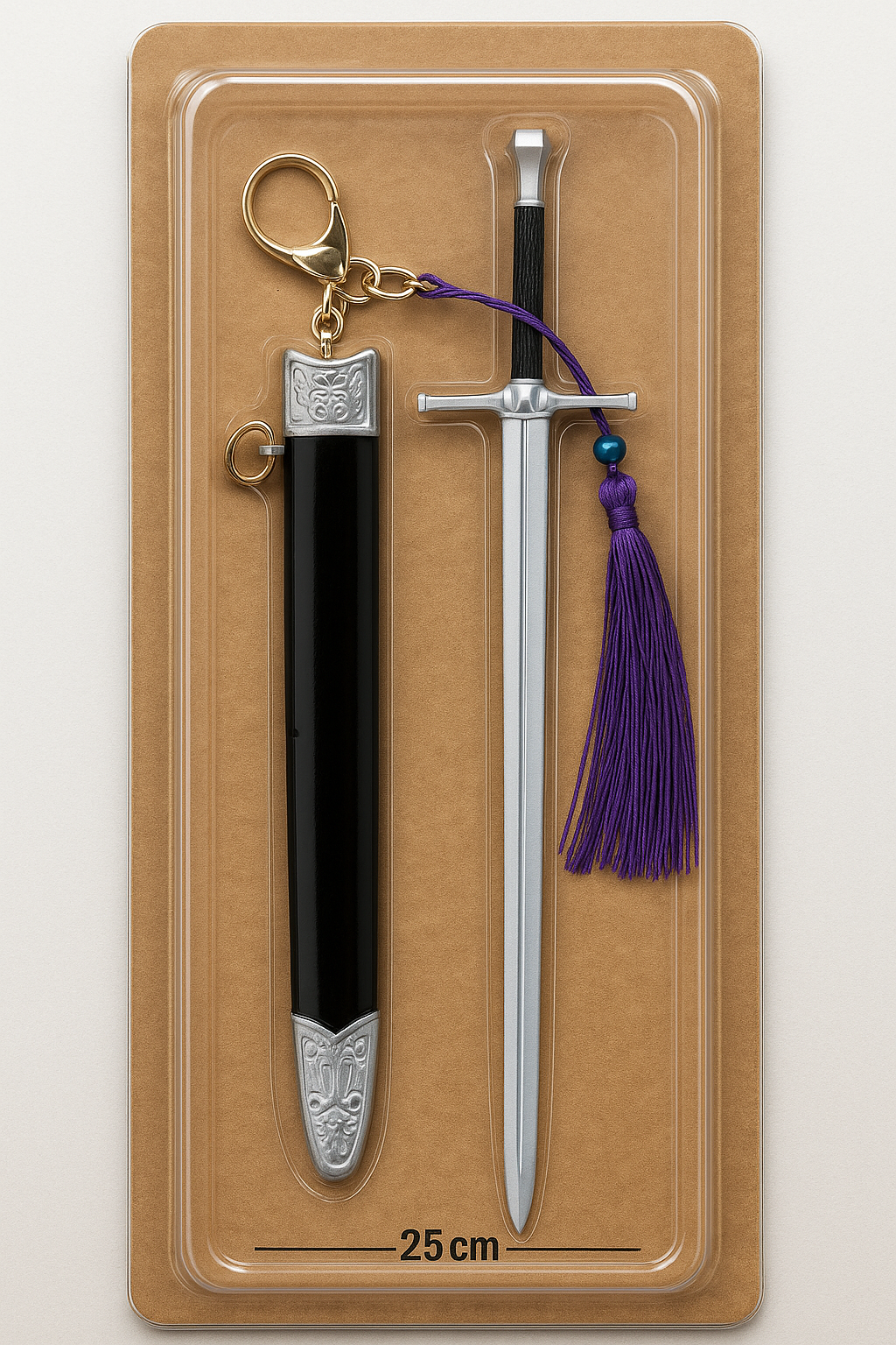 Miniature Medieval Sword Keychain with Sheath