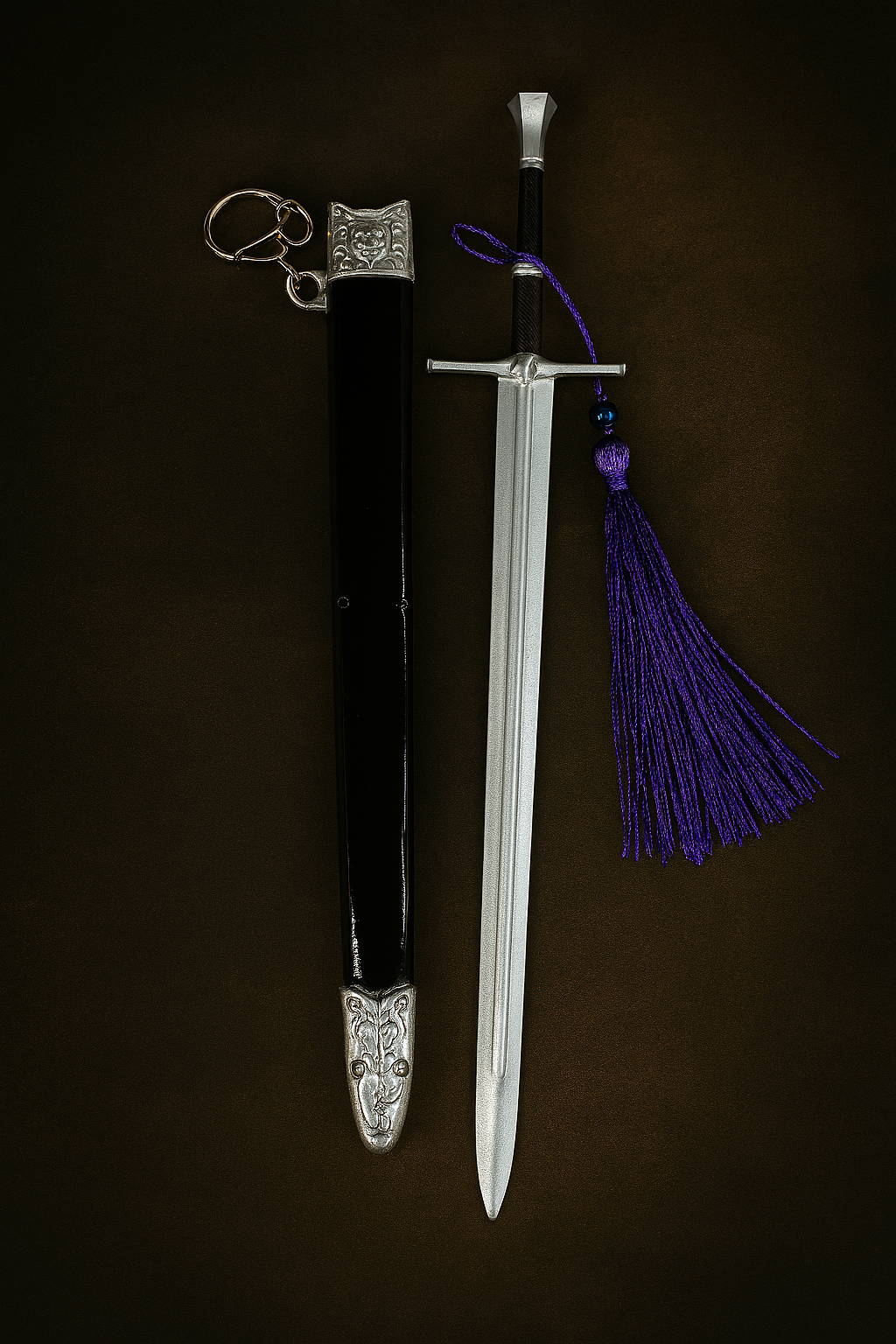 Miniature Medieval Sword Keychain with Sheath