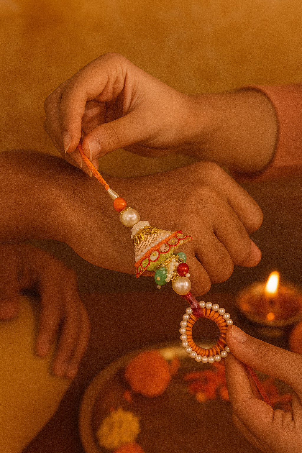 π§‘ Designer Rakhi with Beaded Ring