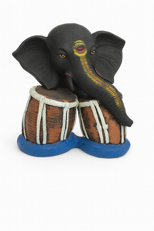Elephant Head with Tabla Showpiece-