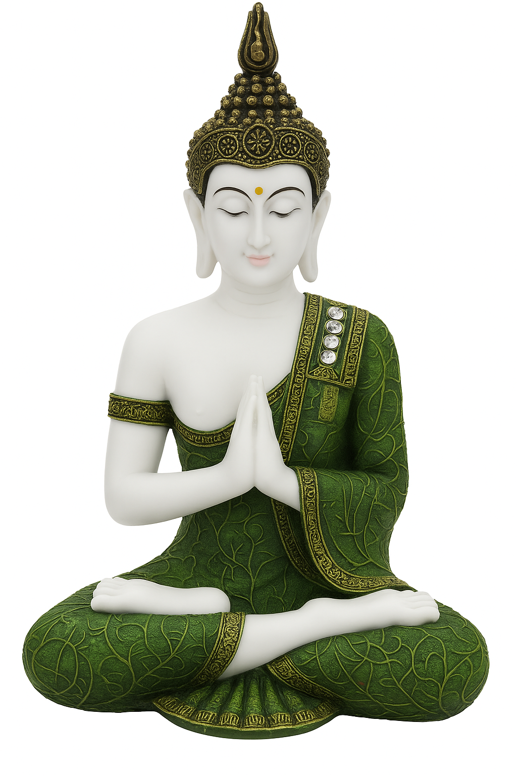 π Elegant White & Green Buddha