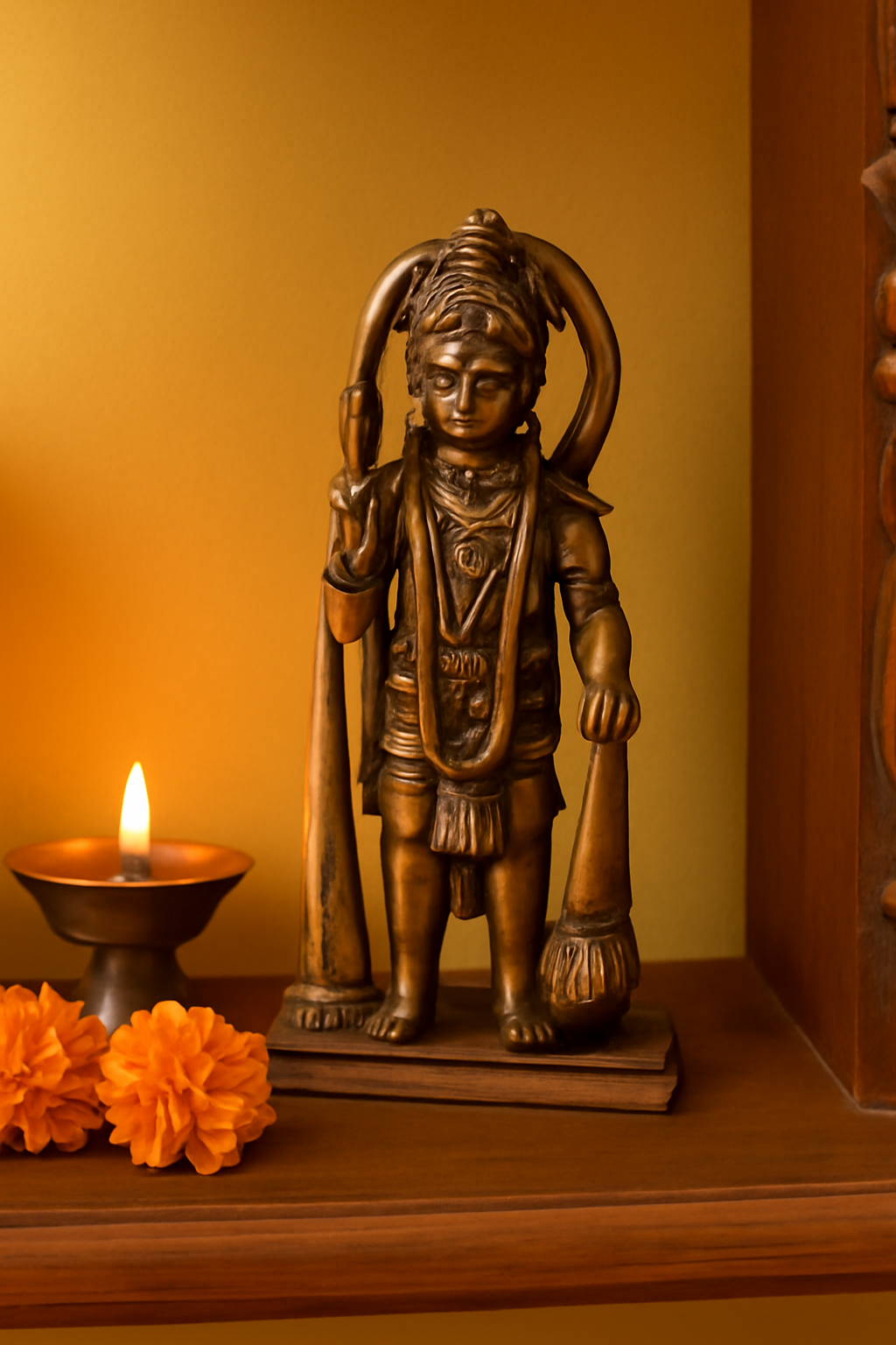 Divine Bronze Hanuman Idol