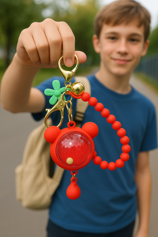 Cute Red Bear Keychain