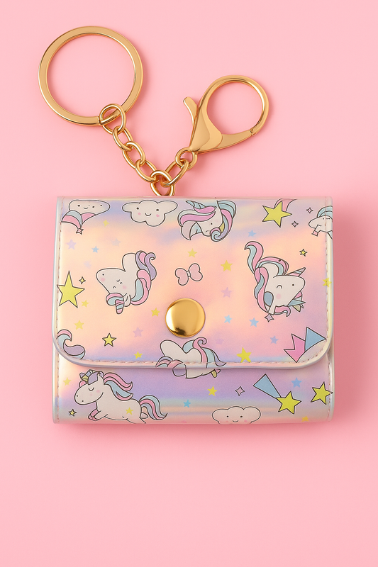Unicorn Holographic Mini Wallet Keychain