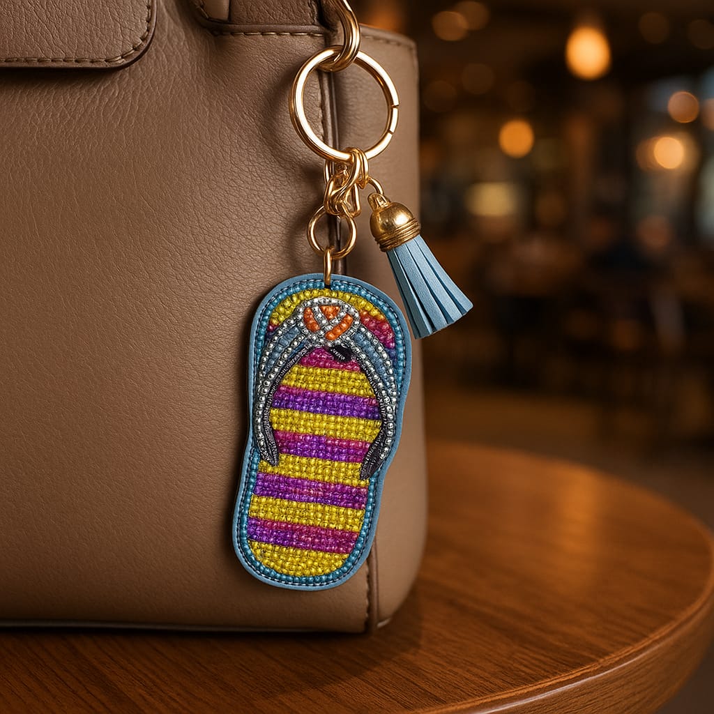 Colorful Rhinestone Flip-Flop Keychain