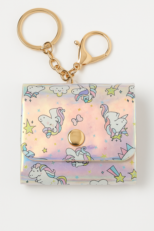 Unicorn Holographic Mini Wallet Keychain