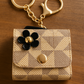 Beige Geometric Keychain Pouch