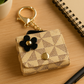 Beige Geometric Keychain Pouch