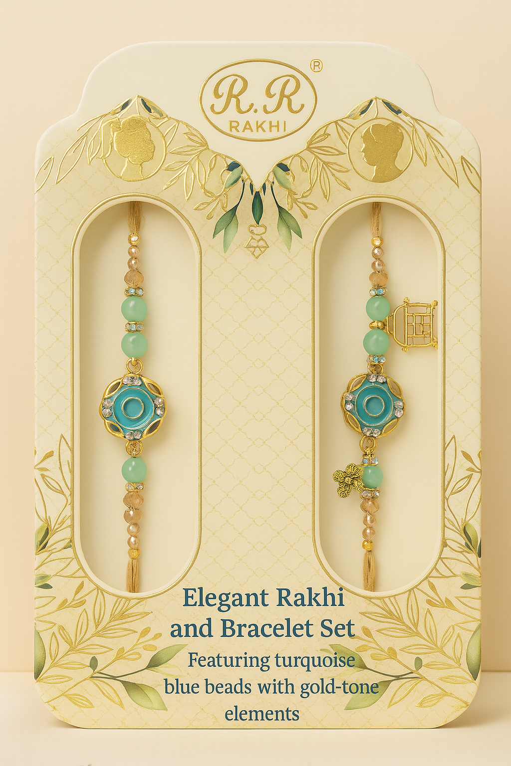 Floral Rakhi Jodi Set 💚✨ | Designer Beads & Charms