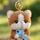 Cute Plush Kitten Keychain with Fish