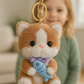 Cute Plush Kitten Keychain with Fish