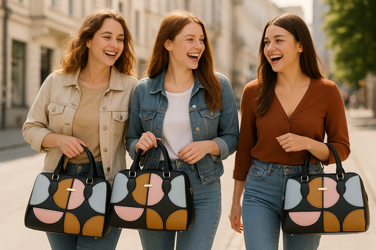 Premium Geometric Color-Block Handbag