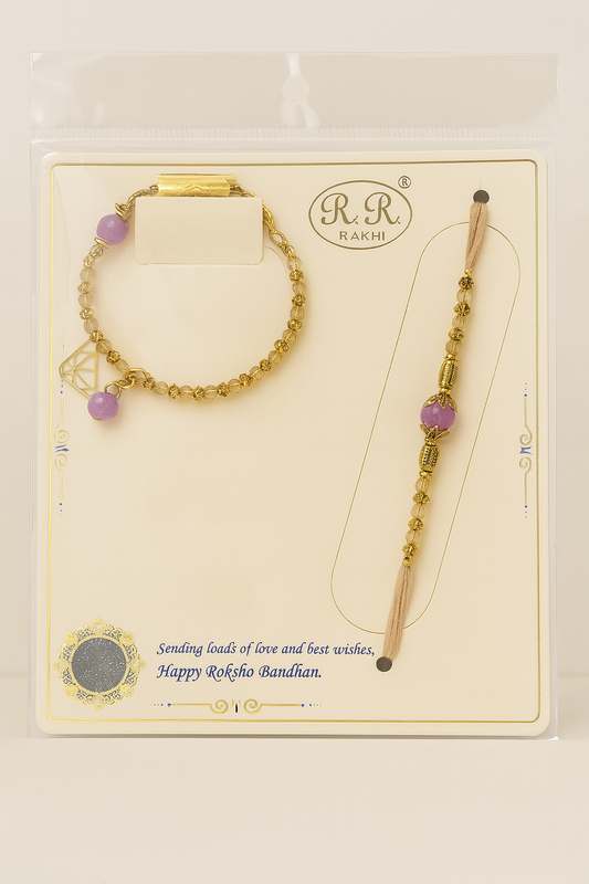Premium Rakhi & Bracelet Combo 💜✨