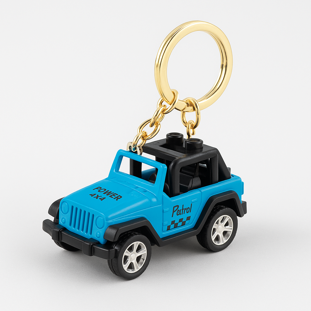 Mini Blue Jeep Keychain