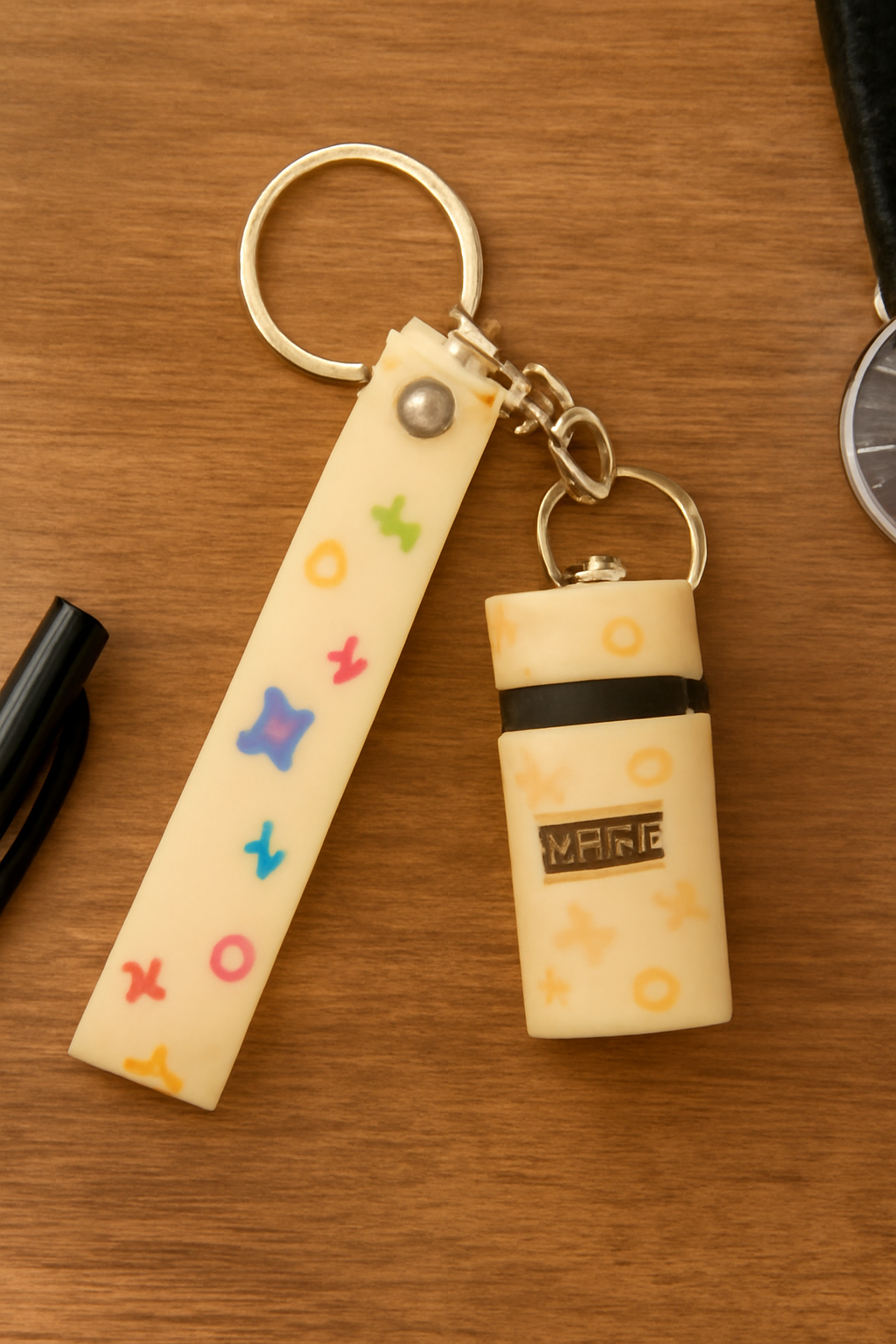 Trendy Beige Silicone Keychain