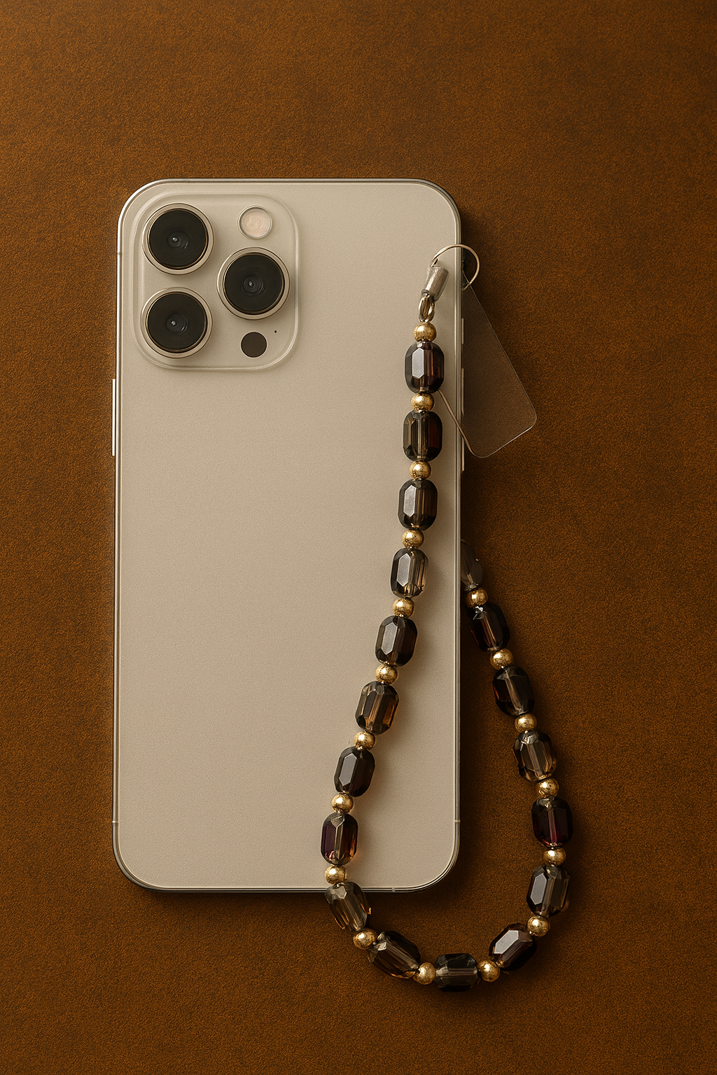 🖤 Black & Gold Crystal Beaded Phone Charm