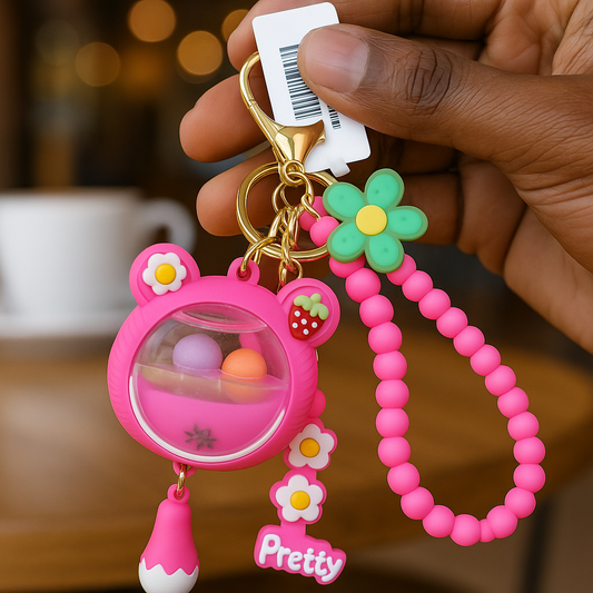 Pretty Pink Bear Keychain