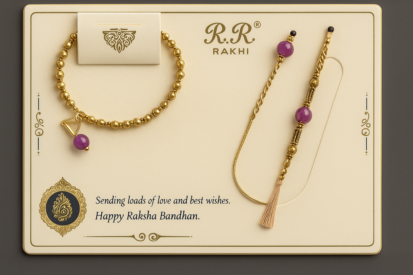 Premium Rakhi & Bracelet Combo 💜✨