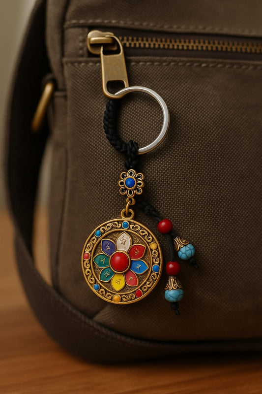 Tibetan Mandala Lotus Keychain
