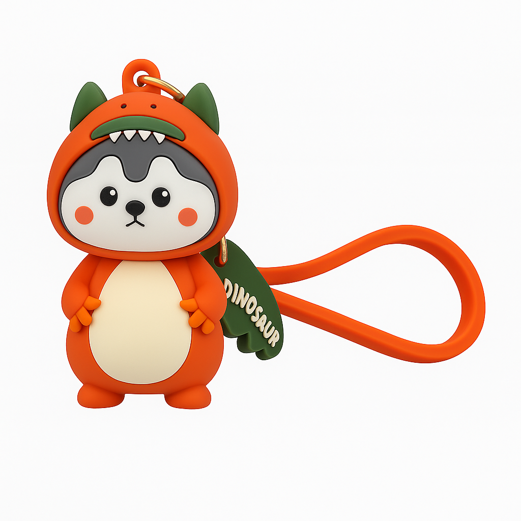 Cute Dino Costume Fox Keychain
