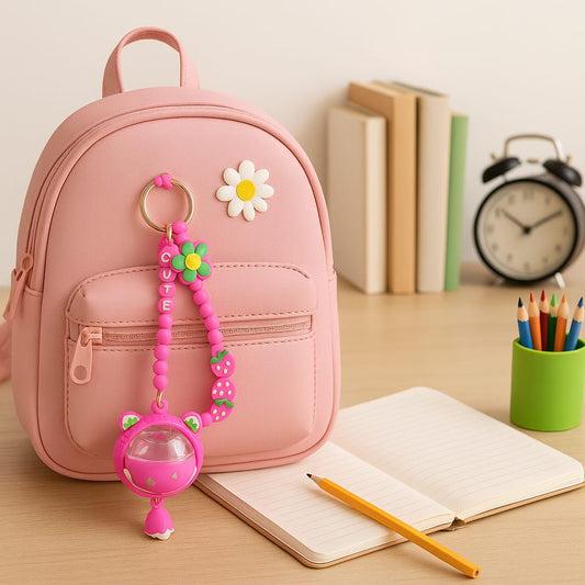 Pink Strawberry Bear Keychain