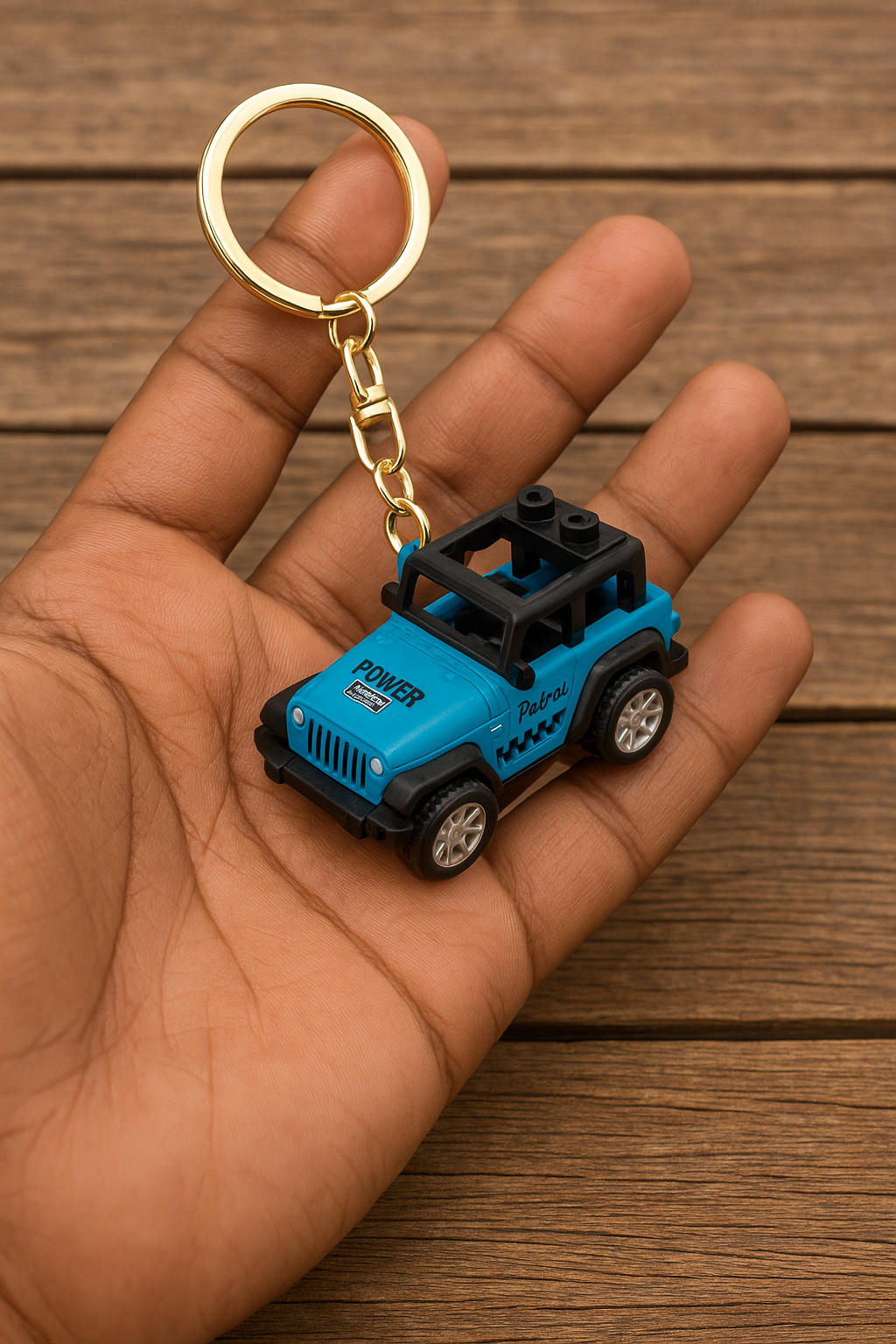 Mini Blue Jeep Keychain