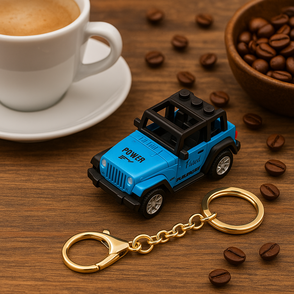 Mini Blue Jeep Keychain