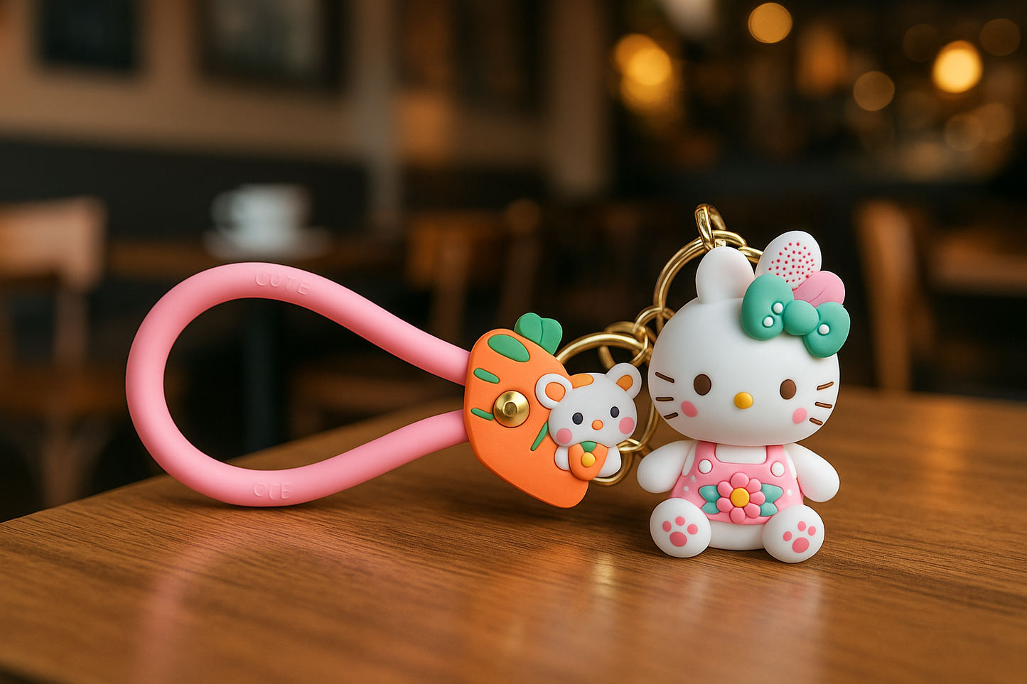 Cute Hello Kitty Carrot Charm Keychain